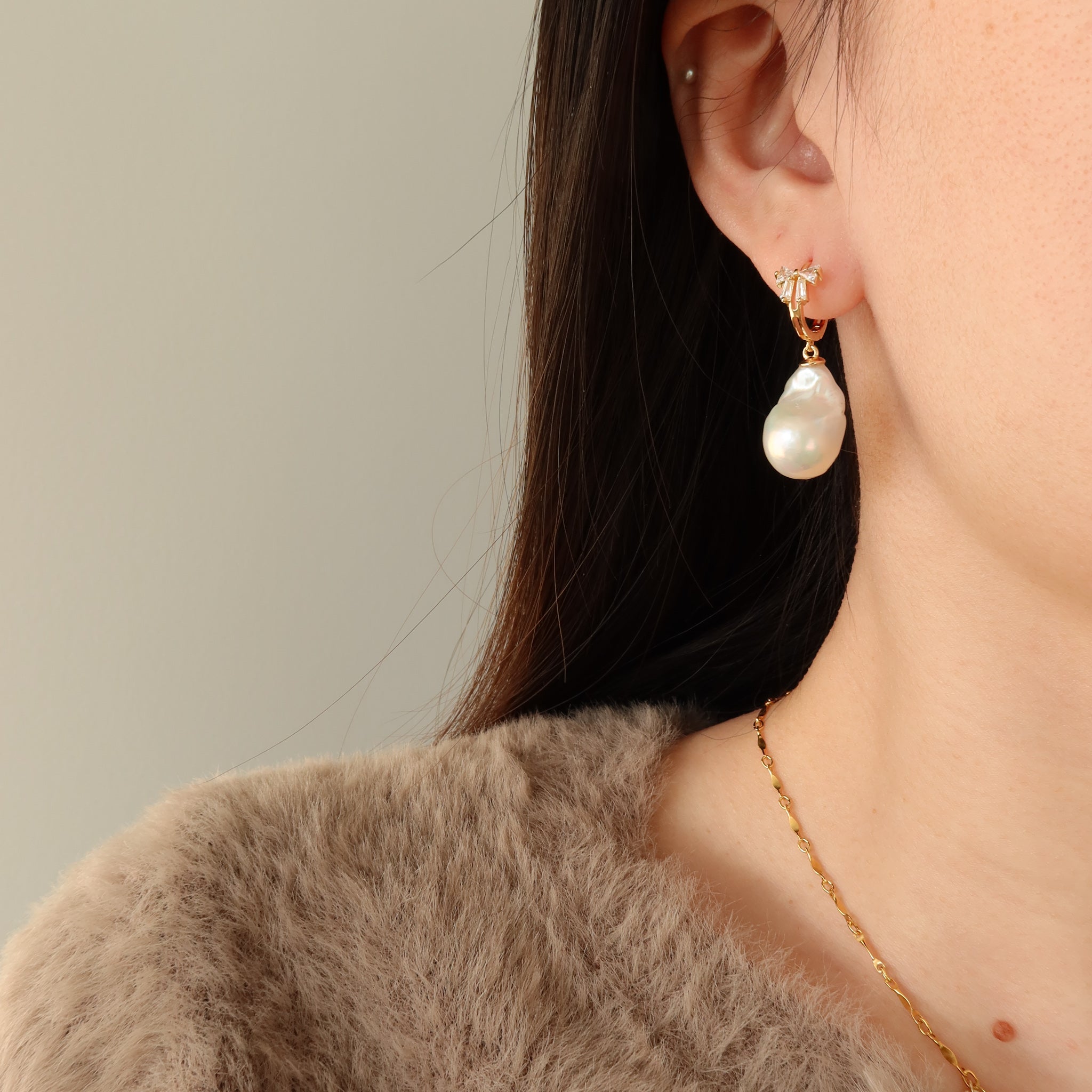 Baroque Pearl Earring Hoops / One Of A Kind