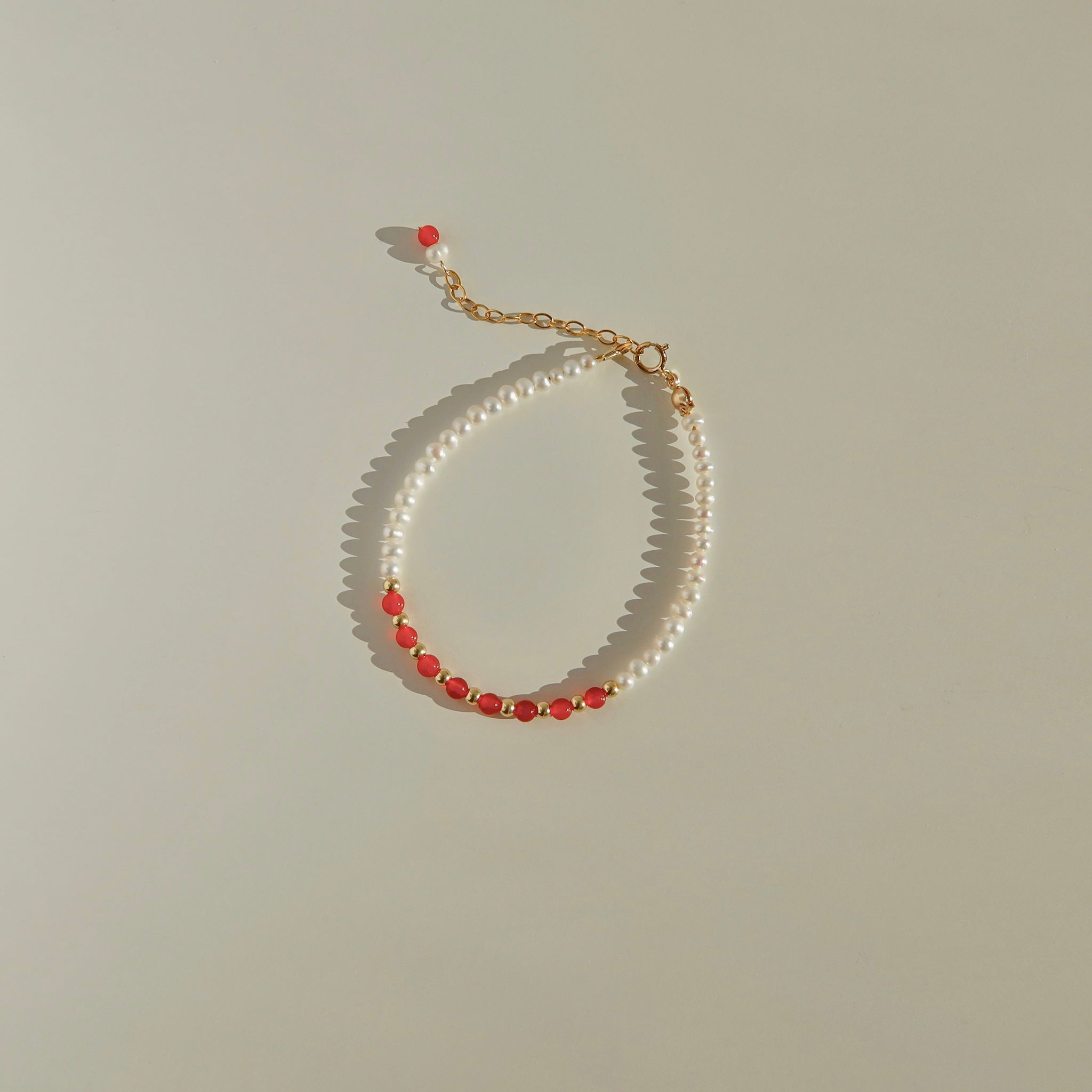 Red Agate & Pearl Beaded Bracelets
