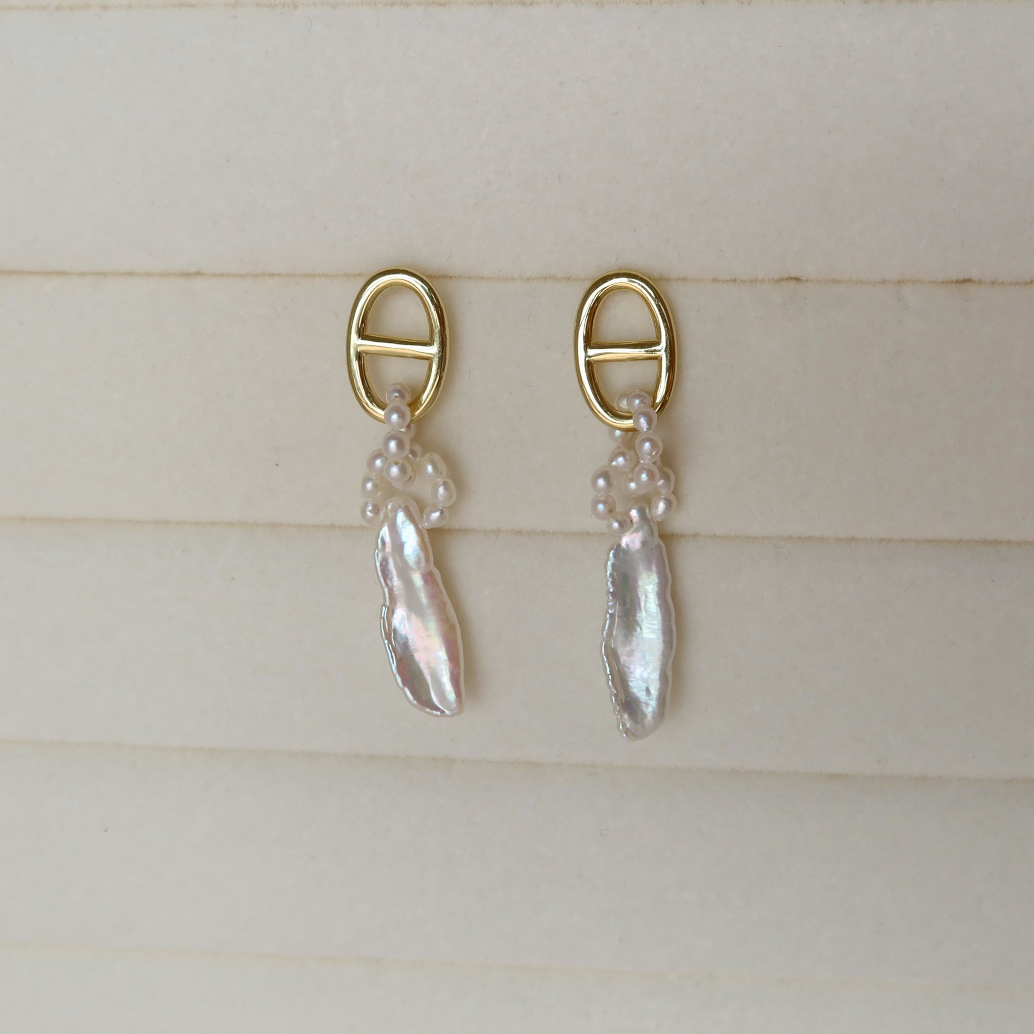 Biwa Pearl Dangle Earrings
