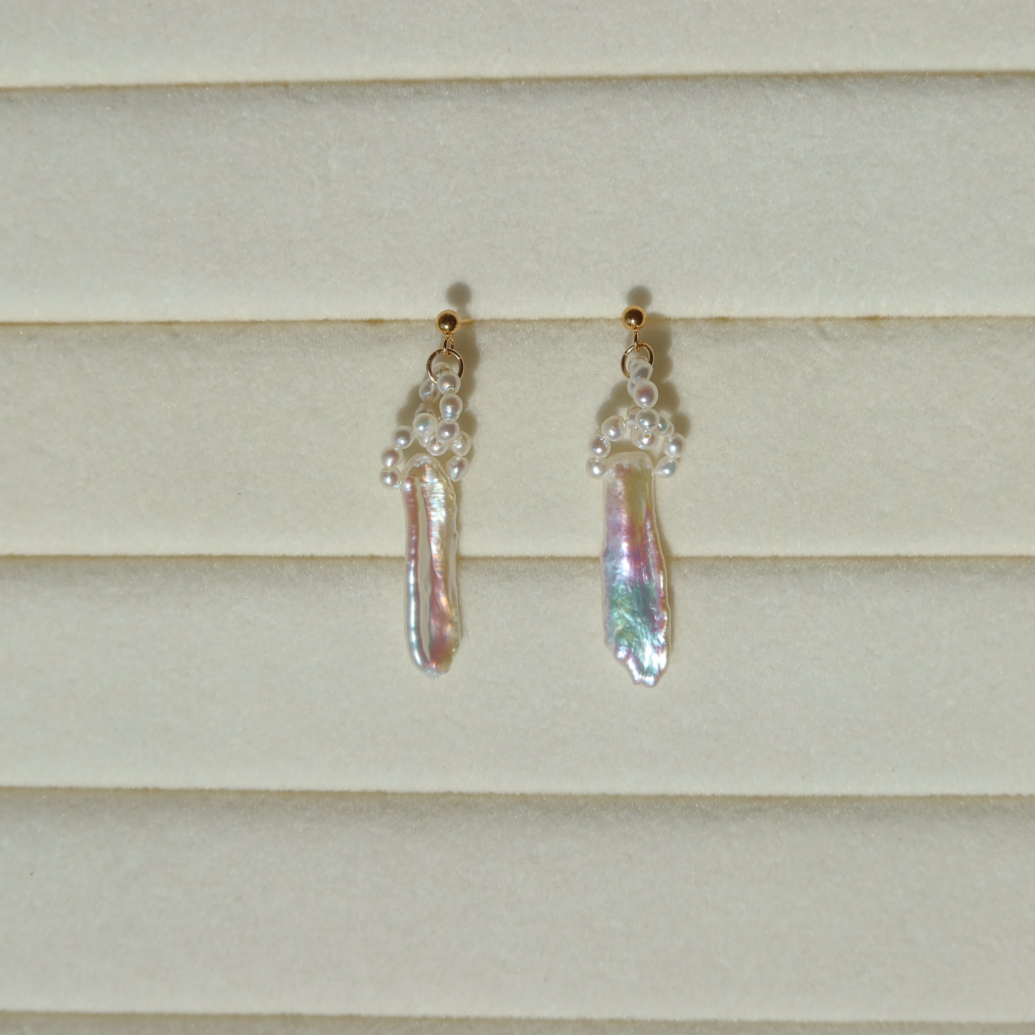 Biwa Pearl Dangle Earrings