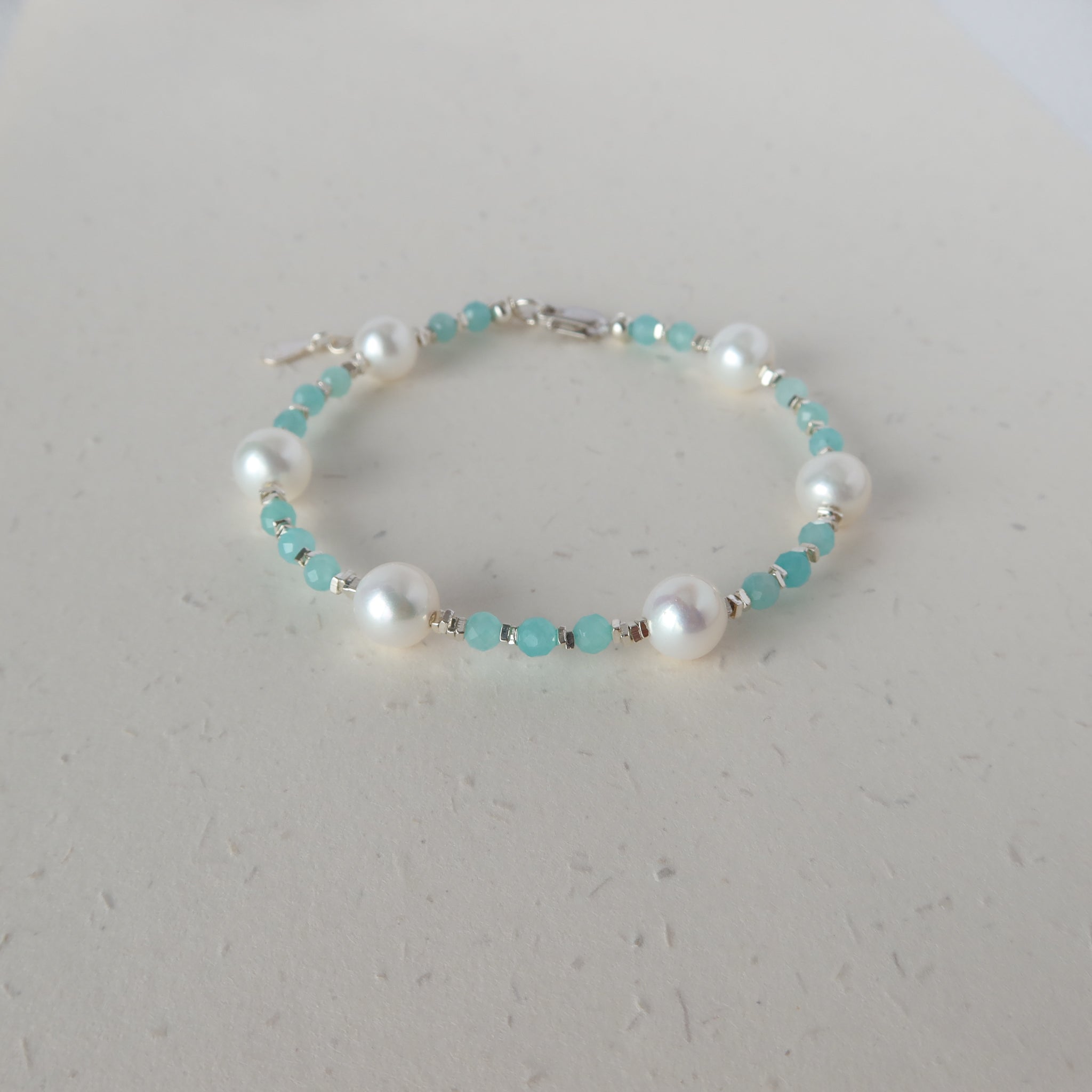 Bleu Amazonite & Pearl Bracelet