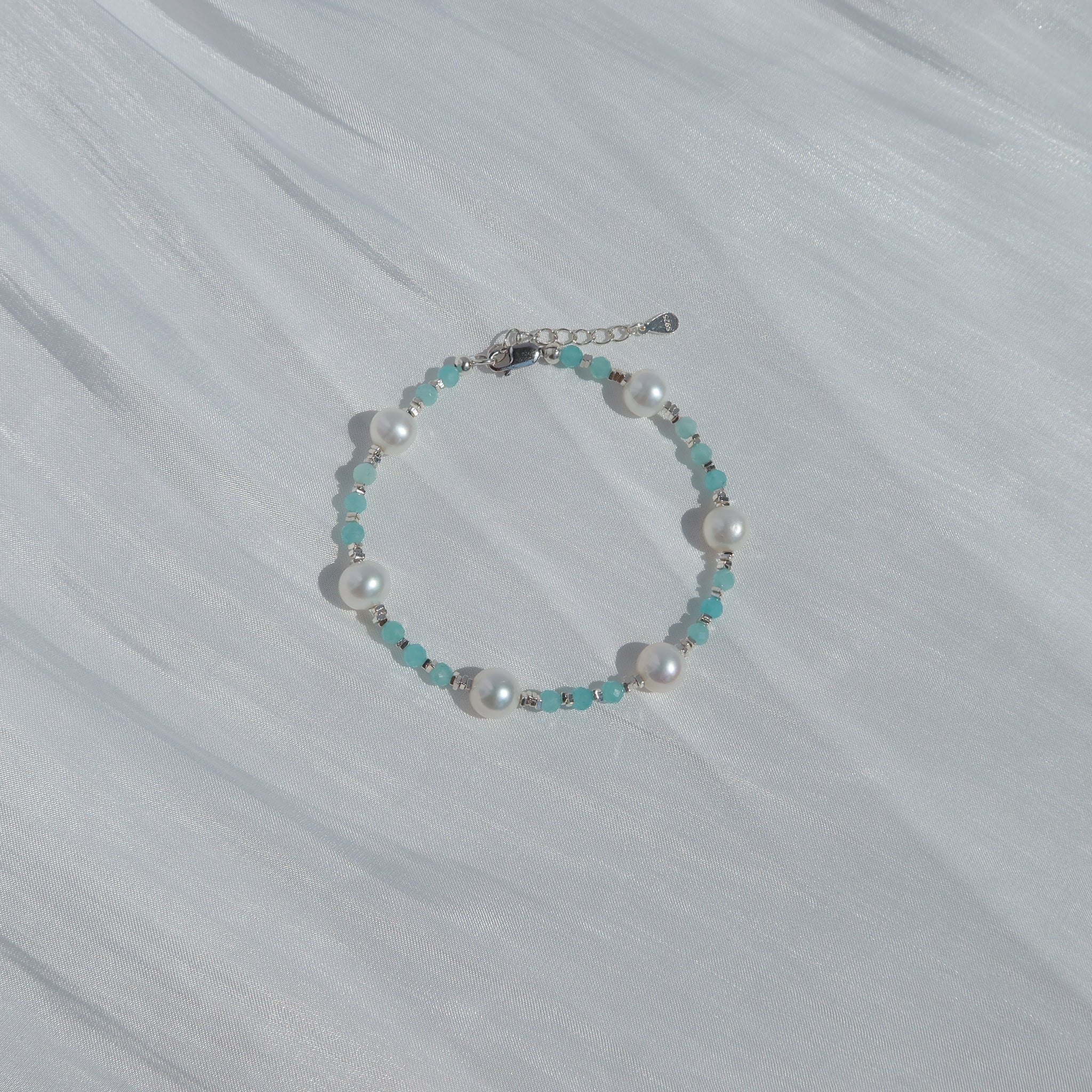 Bleu Amazonite & Pearl Bracelet