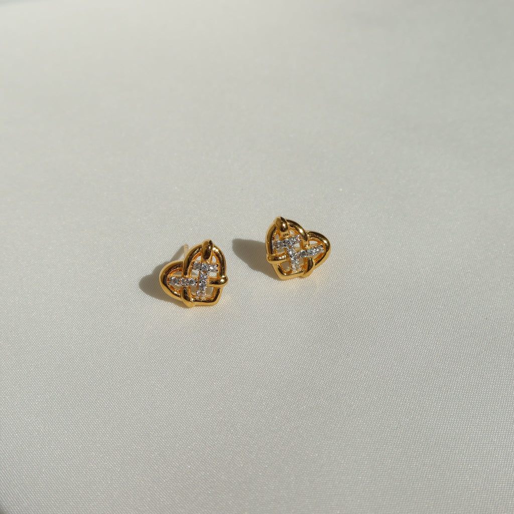 Braided Heart Ear Studs