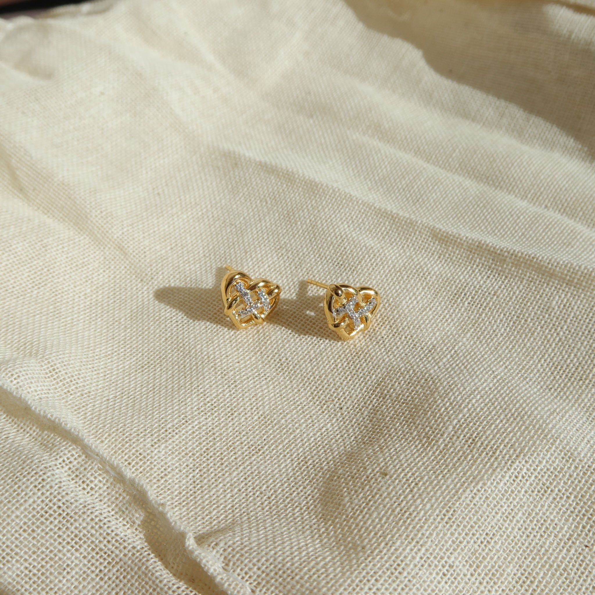 Braided Heart Ear Studs