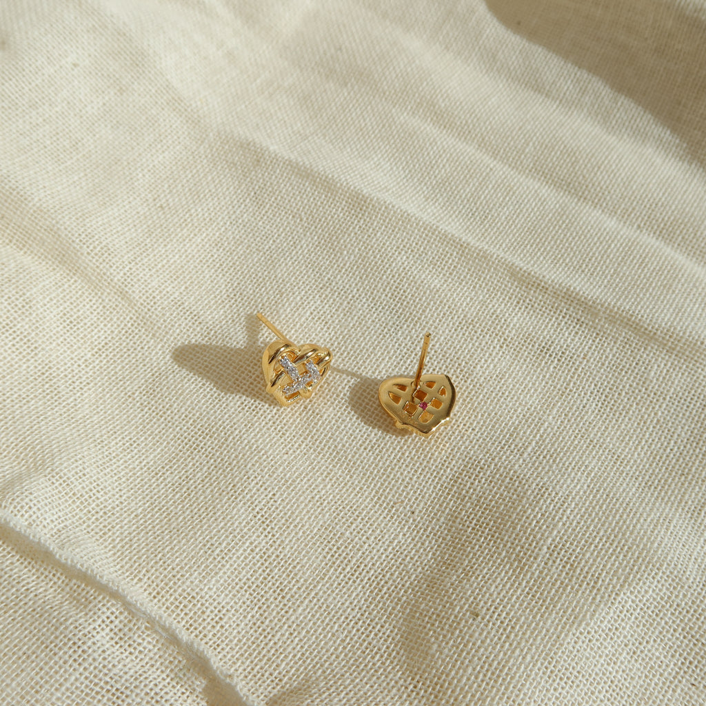 Braided Heart Ear Studs