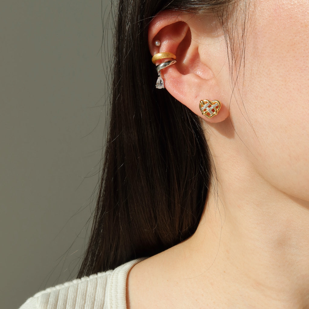 Braided Heart Ear Studs