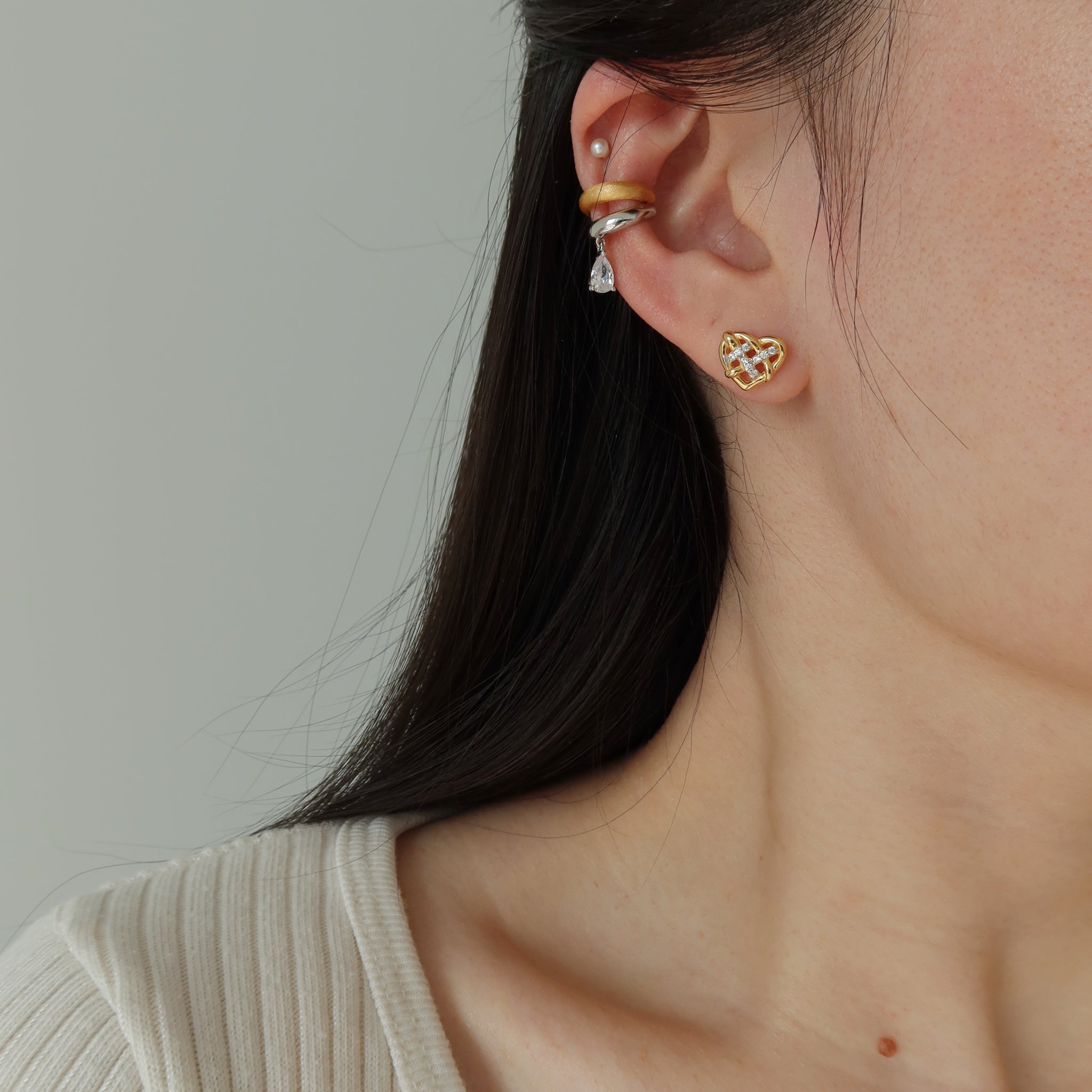 Braided Heart Ear Studs